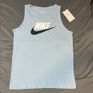 Nike Light Blue Tank with Black Swoosh and White Logo